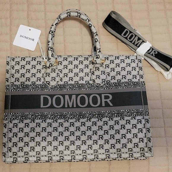 Domoor of Denmark Fesigner Monogram Tote Bag Vegan Leather NWT - Picture 2 of 5